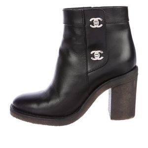 CHANEL CC Turn Lock Ankle Boots